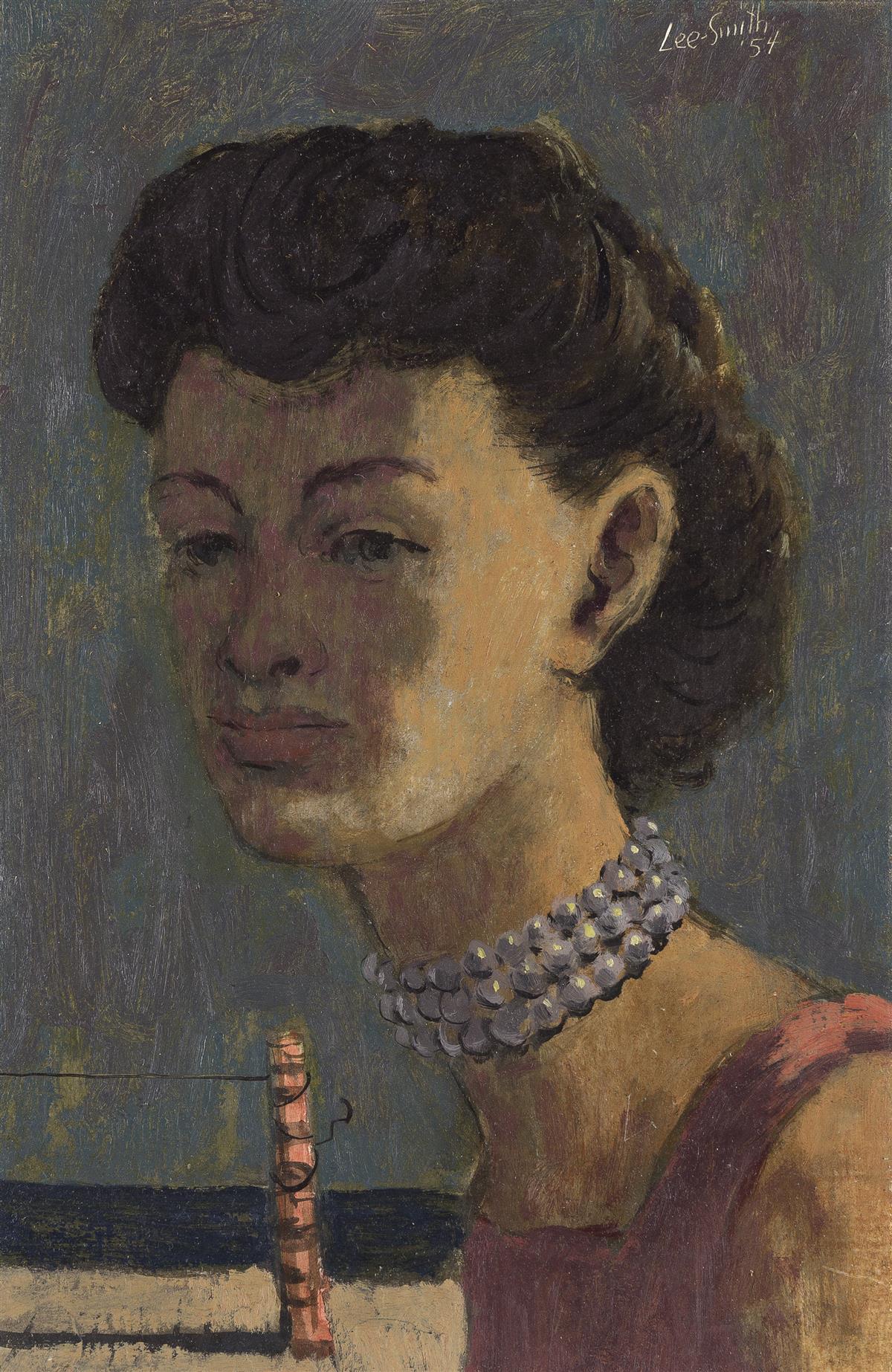 HUGHIE LEE-SMITH (1915 - 1999) Untitled (Woman with Pearl Choker).